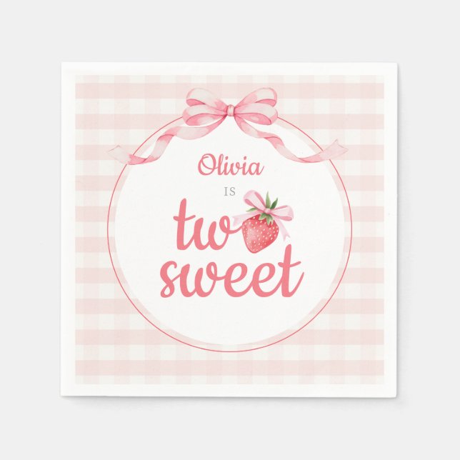 Servilleta De Papel Fresas Two Sweet 2do Cumpleaños (Anverso)