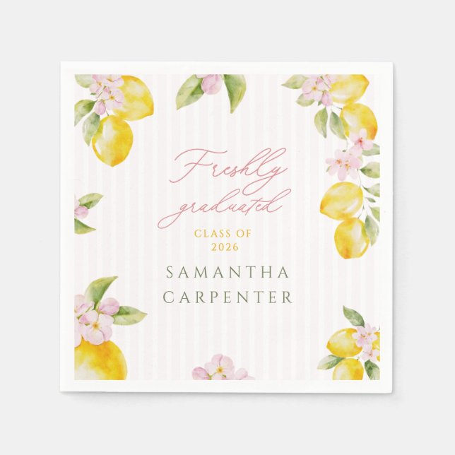 Servilleta De Papel Fresca graduada floral rosa limón (Anverso)