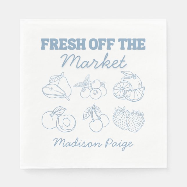 Servilleta De Papel Fresco caprichoso Del Mercado, Ducha Azul Bridal (Anverso)