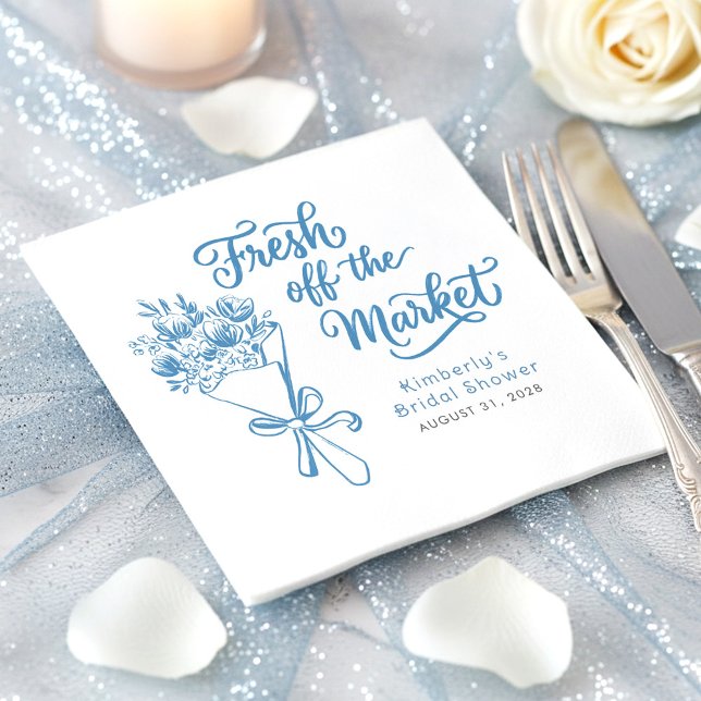 Servilleta De Papel Fresco de Mercado Duchas Azules para Despedida de  (Fresh Off The Market Whimsical Hand Drawn Floral Bridal Shower Invitations)