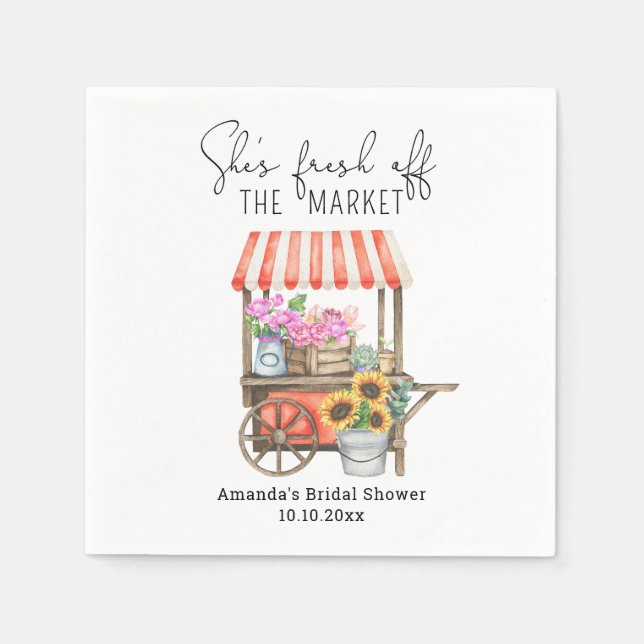 Servilleta De Papel Fresco del mercado Carro de flores Ducha de novia (Anverso)