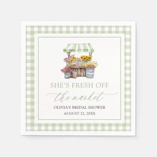 Servilleta De Papel Fresco Del Mercado De Los Agricultores De La Ducha (Anverso)