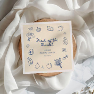 Servilleta De Papel Fresco del mercado mano azul dibujado