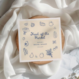 Servilleta De Papel Fresco fuera del mercado Mano Azul Dibujada