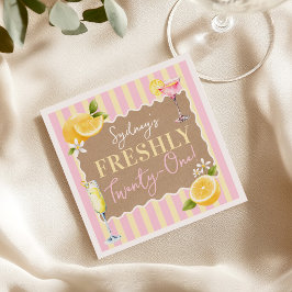 Servilleta De Papel FRESCO Veintiún Limones Rosa Cumpleaños 21