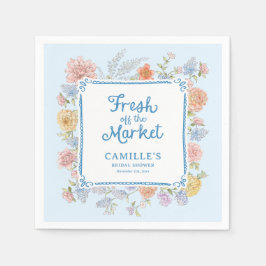 Servilleta De Papel Frescos del Mercado Azul Desayuno de Novia