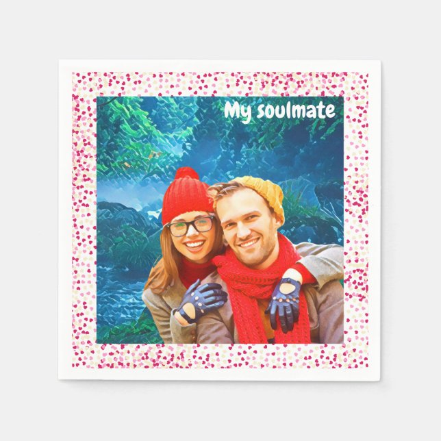 Servilleta De Papel fresh modern personalized design red hearts (Anverso)