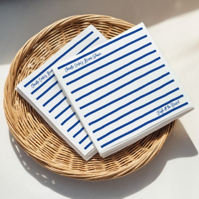 Servilleta De Papel Fresh Off The Market Blue Stripes Bridal Shower (Fresh Off The Market Blue Stripes Bridal Shower Napkins)