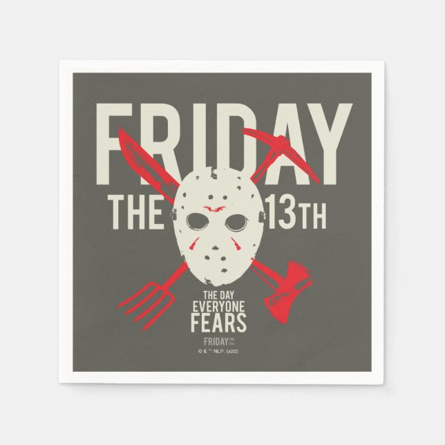 Servilleta De Papel Friday the 13th | Weapons Cross Hockey Mask (Anverso)