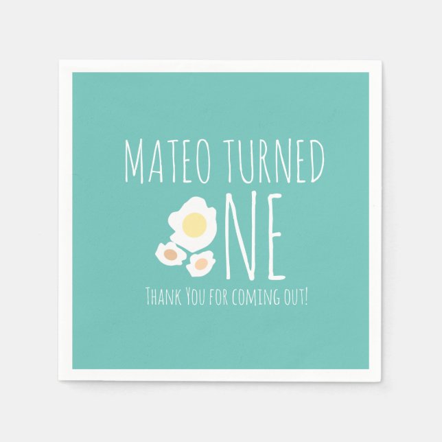 Servilleta De Papel Fried Egg First Birday Gracias (Anverso)