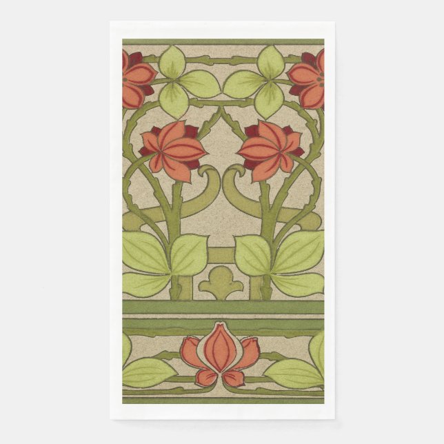 Servilleta De Papel Frieze Border Art Nouveau Floral (Anverso)