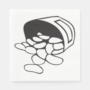 Servilleta De Papel Frijoles Derramados Contorno Negro y Blanco