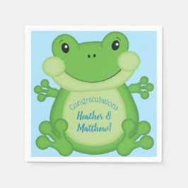 Servilleta De Papel Frog Baby Shower Blue