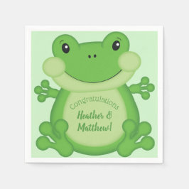 Servilleta De Papel Frog Baby Shower Green
