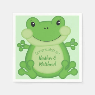 Servilleta De Papel Frog Baby Shower Green