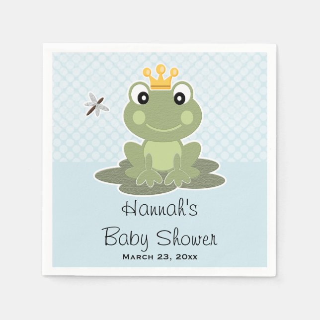 Servilleta De Papel Frog Prince Baby Boy Shower (Anverso)