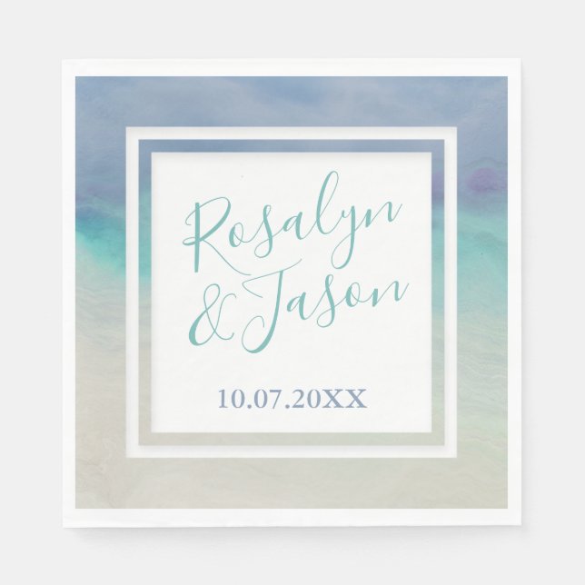 Servilleta De Papel Frontera oceánica pintada (Anverso)