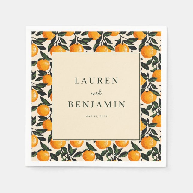 Servilleta De Papel Fruta cítrica naranja alegre (Anverso)