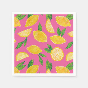 Servilleta De Papel Fruta de limón cítrico patrón rosa