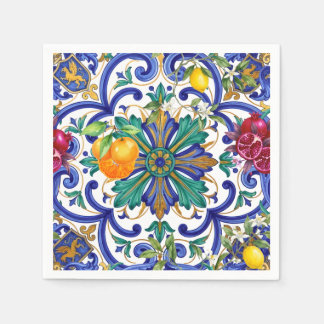 Servilleta De Papel fruta de limón mosaico mediterráneo