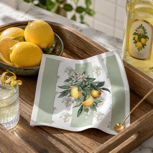 Servilleta De Papel Fruta de limón | Rayado verde y blanco (Subido por el creador)