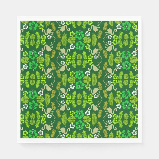 Servilleta De Papel Fruta tropical floral verde con estampado (Anverso)