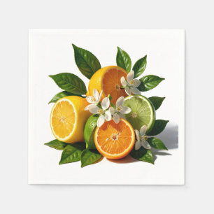 Servilleta De Papel Frutas cítricas vibrantes florecen realistas