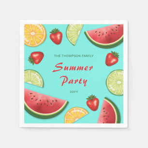 Servilleta De Papel Frutas Coloridas Jugosas en Fiesta de Verano Azul