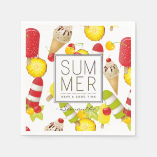 Servilleta De Papel Frutas de verano y diversión con helados