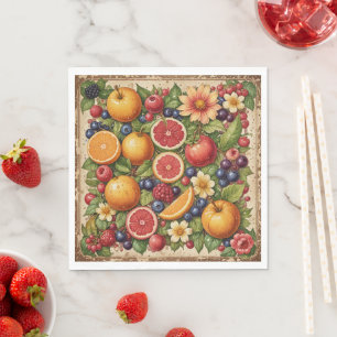 Servilleta De Papel Frutas y flor