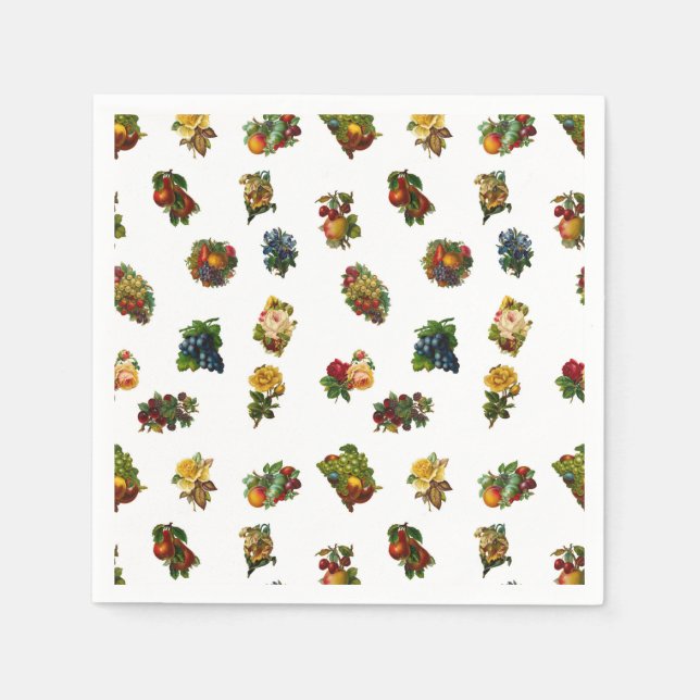 Servilleta De Papel Frutas y flores de época (Anverso)
