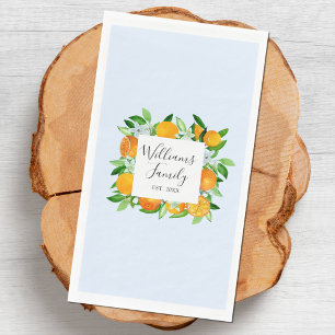 Servilleta De Papel Frutas y flores naranjas Floral botánico de verano