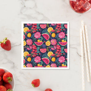 Servilleta De Papel Frutas y flores tropicales