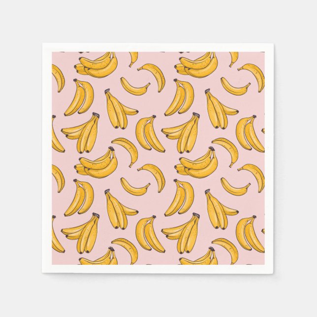 Servilleta De Papel Frutos de la banana verano amarillo rosa (Anverso)