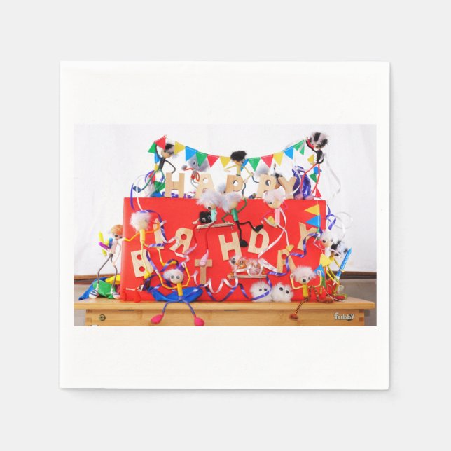 Servilleta De Papel Fubby's die feest vieren voor verjaardag. (Anverso)