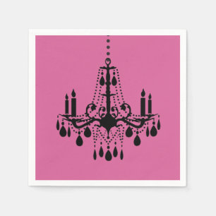 Servilleta De Papel Fuchsia & Black Chandelier Napkin