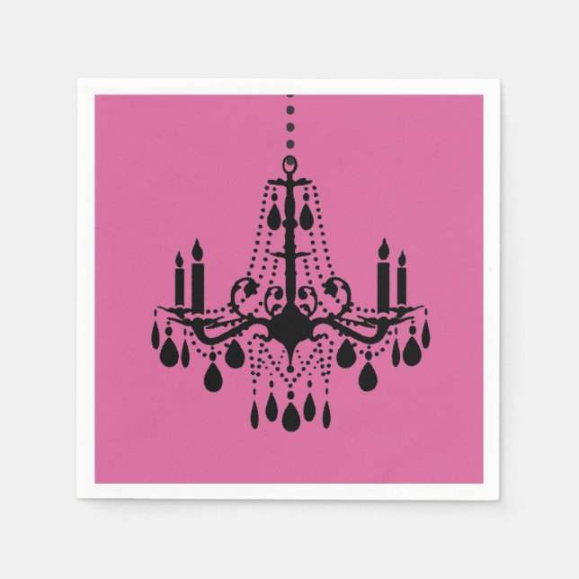 Servilleta De Papel Fuchsia & Black Chandelier Napkin (Anverso)