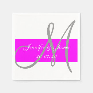 Servilleta De Papel Fuchsia Gray Modern Boda Napkins de papel