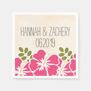 Servilleta De Papel Fuchsia Hibiscus Hawaii Boda