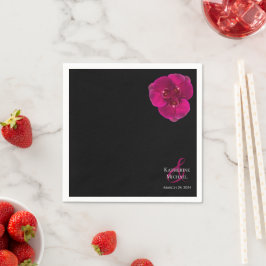 Servilleta De Papel Fuchsia negra moderna y Boda blanco-
