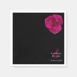 Servilleta De Papel Fuchsia negra moderna y Boda blanco-