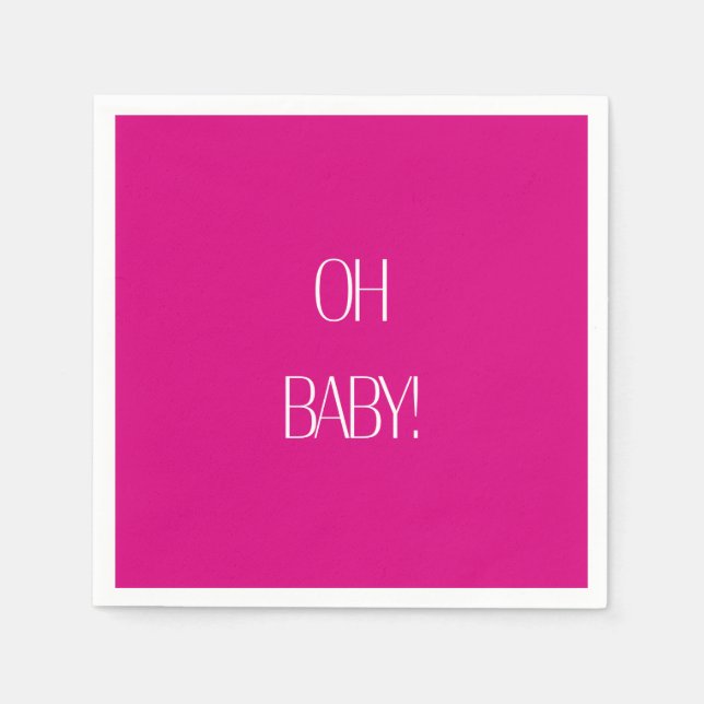 Servilleta De Papel Fuchsia Oh Baby Baby Shower Paper Napkin (Anverso)