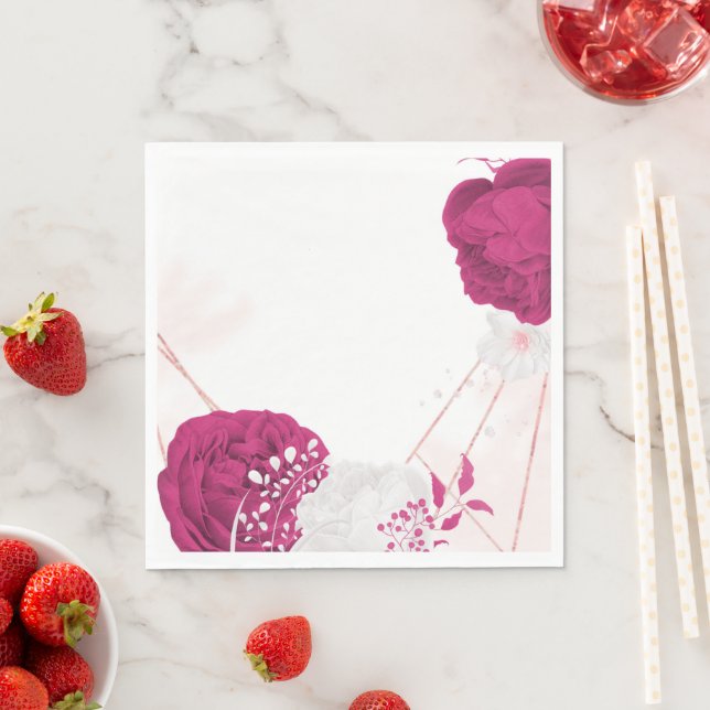 Servilleta De Papel fucsia y boda floral blanco (In situ)