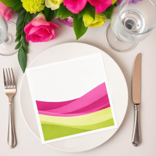 Servilleta De Papel Fucsia y Verde Lima  (Fuchsia and Lime Green  Napkins )