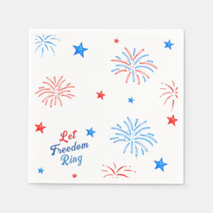 Servilleta De Papel Fuegos artificiales 4 de julio Patriótico del Día 