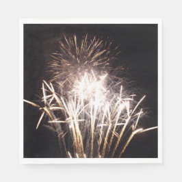 Servilleta De Papel Fuegos artificiales blancos y dorados I Celebració