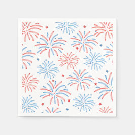 Servilleta De Papel Fuegos artificiales de acuarela 4 de julio Fiesta