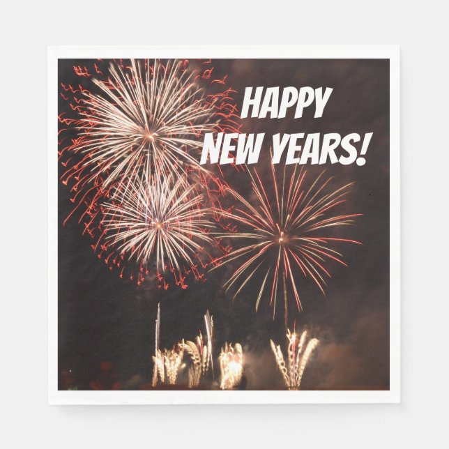 Servilleta De Papel Fuegos artificiales de Año Nuevo Feliz (Anverso)
