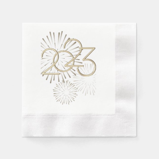 Servilleta De Papel Fuegos artificiales del Año Nuevo 2023 (Anverso)