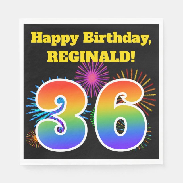 Servilleta De Papel Fuegos artificiales divertidos + Patrón Arcoiris " (Anverso)